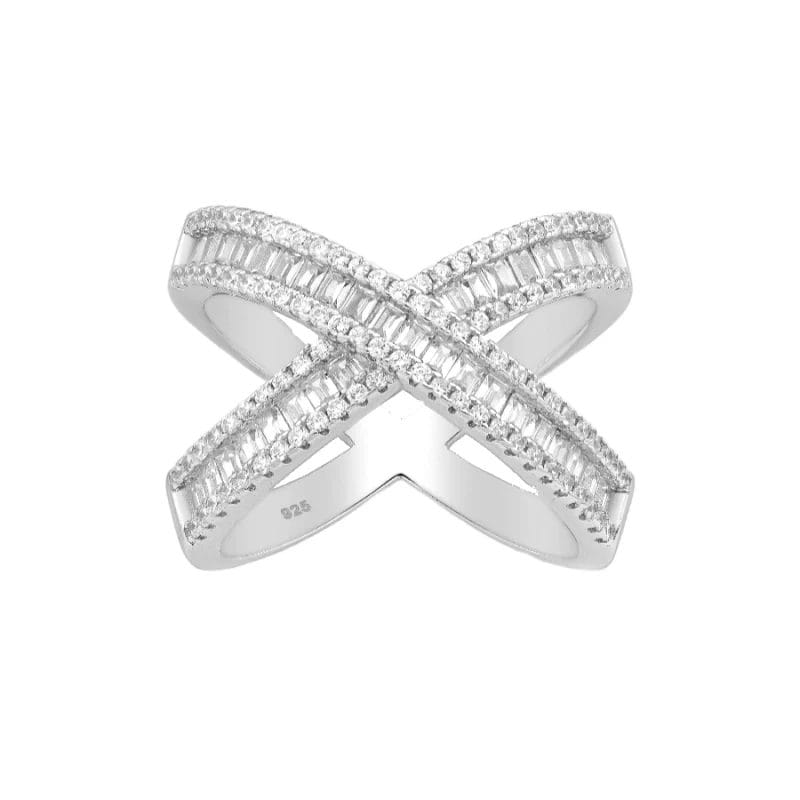 925 Silber Damenring 701-25995 mit Zirkonia – Exklusiver Kreuz-Ring