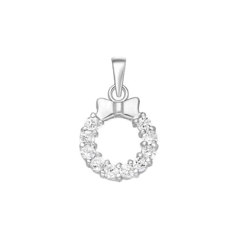 925 Silber Anhänger 701-29824 – Rhodiniert, Kranz-Design mit Zirkonia & Schleife