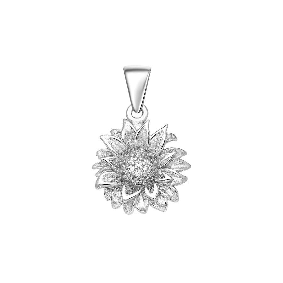 925 Silber Anhänger Sonnenblume mit Zirkonia – Strahlende Schönheit