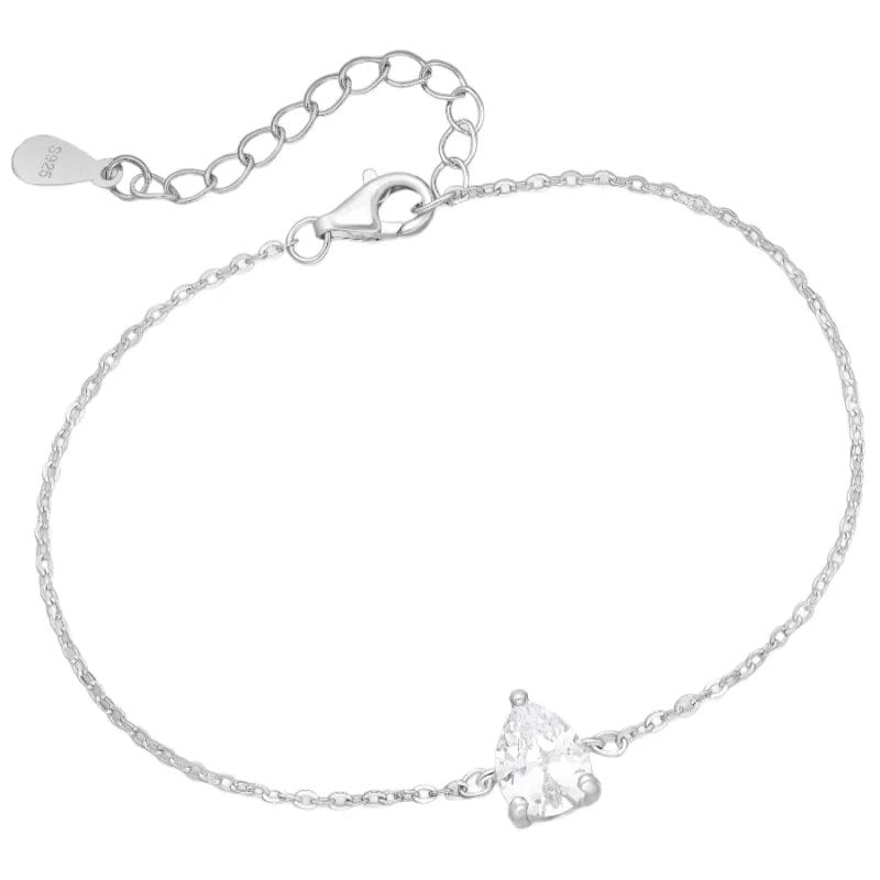 silber-armband-701-33318 925 Silber Armband Tropfen Zirkonia 701-33318 – Rhodiniert, 17+3 cm, zartes Design mit Tropfen-Zirkonia