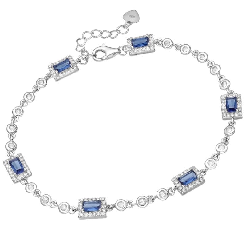 silber-armband-701-33573 925 Silber Armband blaue Rechteck Zirkonia 701-33573 – Rhodiniert, 17+3 cm, elegantes Design mit intensiven Farbakzenten