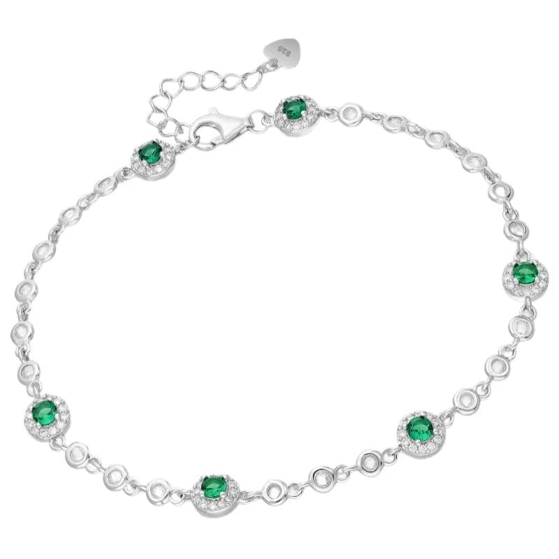 925 Silber Armband grüne Zirkonia 701-33591 – Rhodiniert, 17+3 cm, leuchtend grünes Design mit funkelnden Akzenten