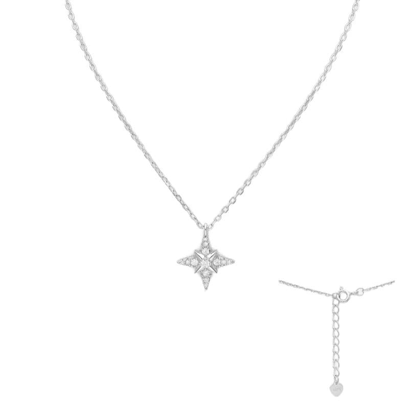 925 Silber Collier Stern Zirkonia 701-33634 – Rhodiniert, 42+3 cm, filigraner Sternanhänger mit Zirkonia