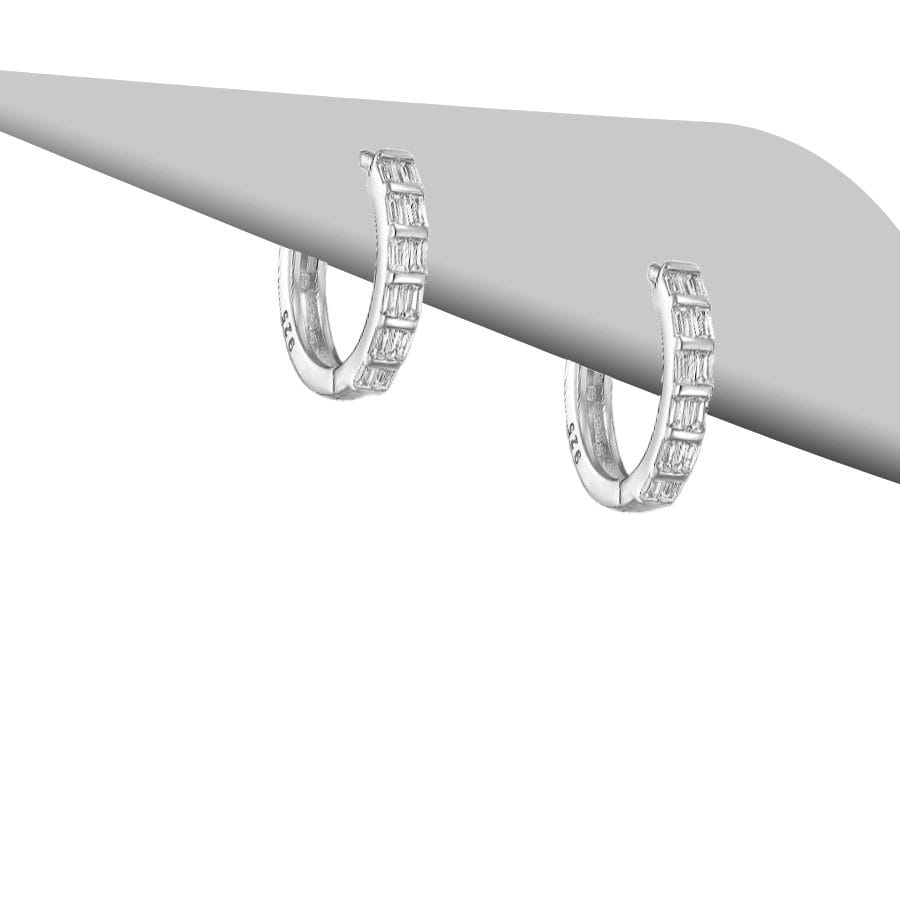 925 Silber Kreolen Zirkonia 701-33649 – Rhodiniert, 15 mm, elegantes Design mit Zirkonia im Baguette-Schliff