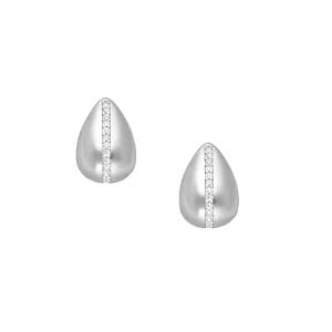 925 Silber Ohrschmuck Zirkonia 701-30404 – Rhodiniert, 16 mm, geschwungenes Design & funkelnde Zirkonia