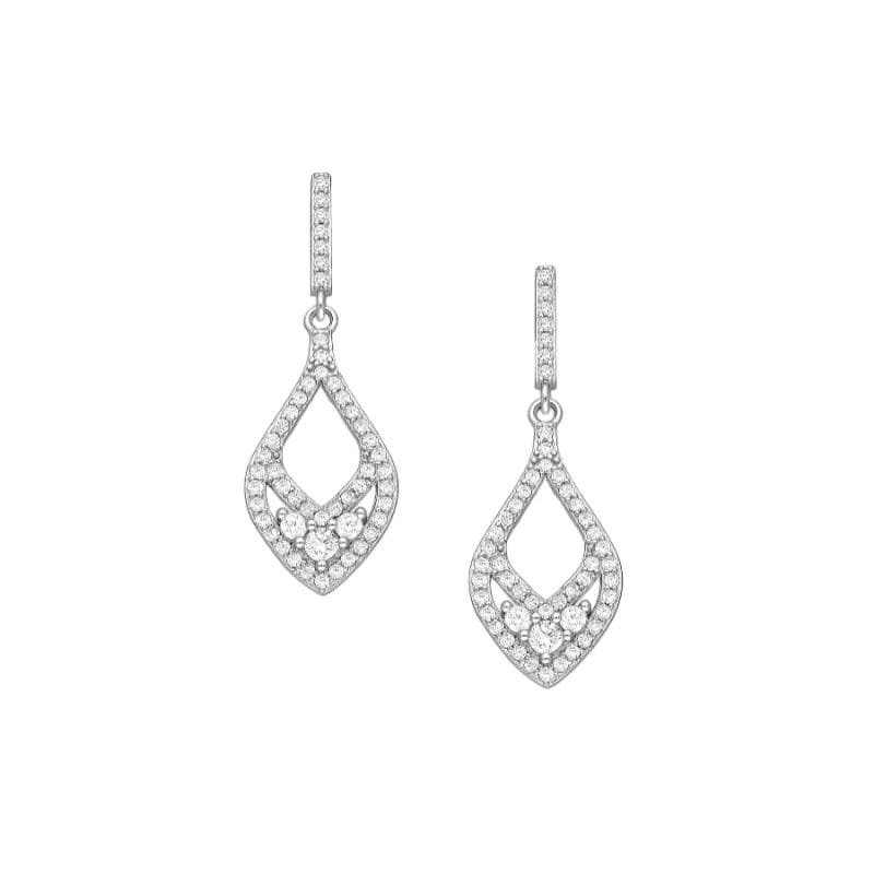 silber-ohrschmuck-701-33190 925 Silber Ohrschmuck Zirkonia 701-33190 – Rhodiniert, 28 mm, Tropfenform mit funkelnden Zirkonia