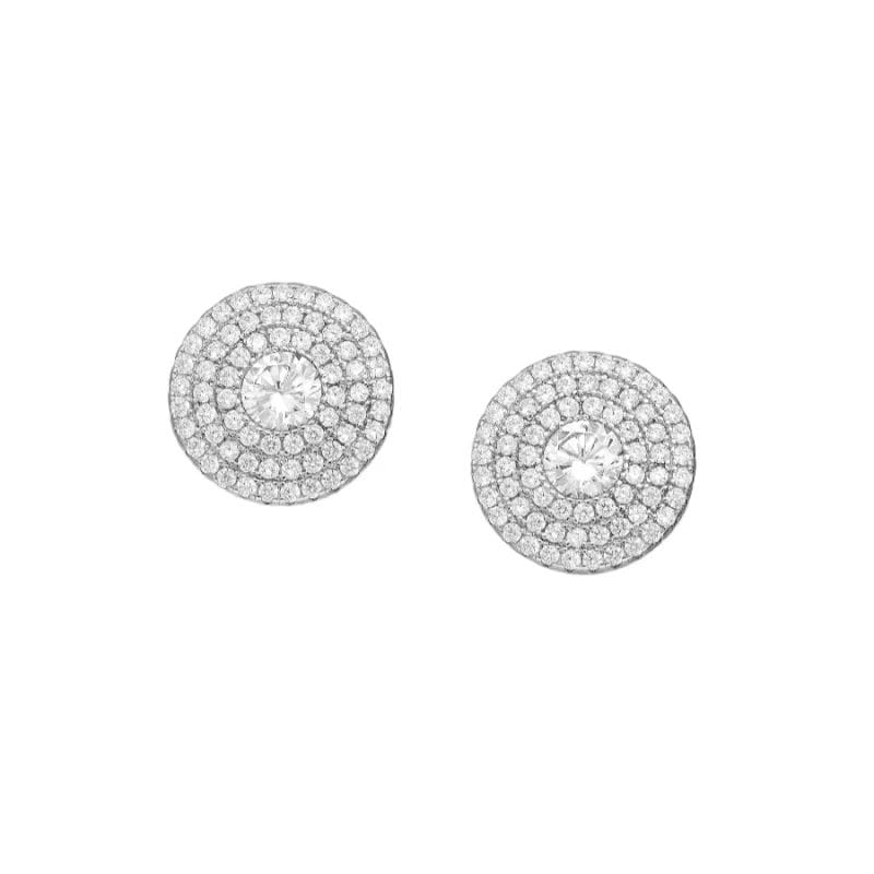 925 Silber Ohrschmuck Pavé Zirkonia 701-33621 – Rhodiniert, 12 mm, luxuriöses Pavé-Design mit maximalem Funkeln