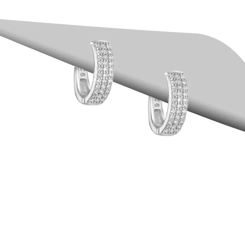 925 Silber Kreolen Pavé Zirkonia 701-33650 – Rhodiniert, 12 mm, funkelndes Design mit Zirkonia