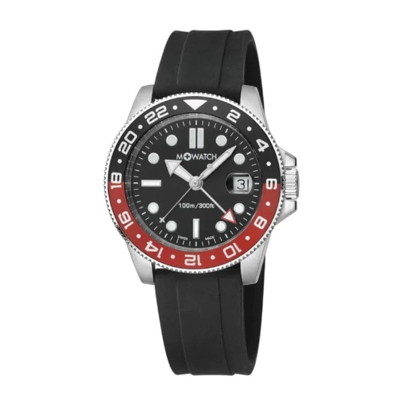 WBX.49220.RB – M-Watch Diver GMT Herren 42mm Schwarz Rot