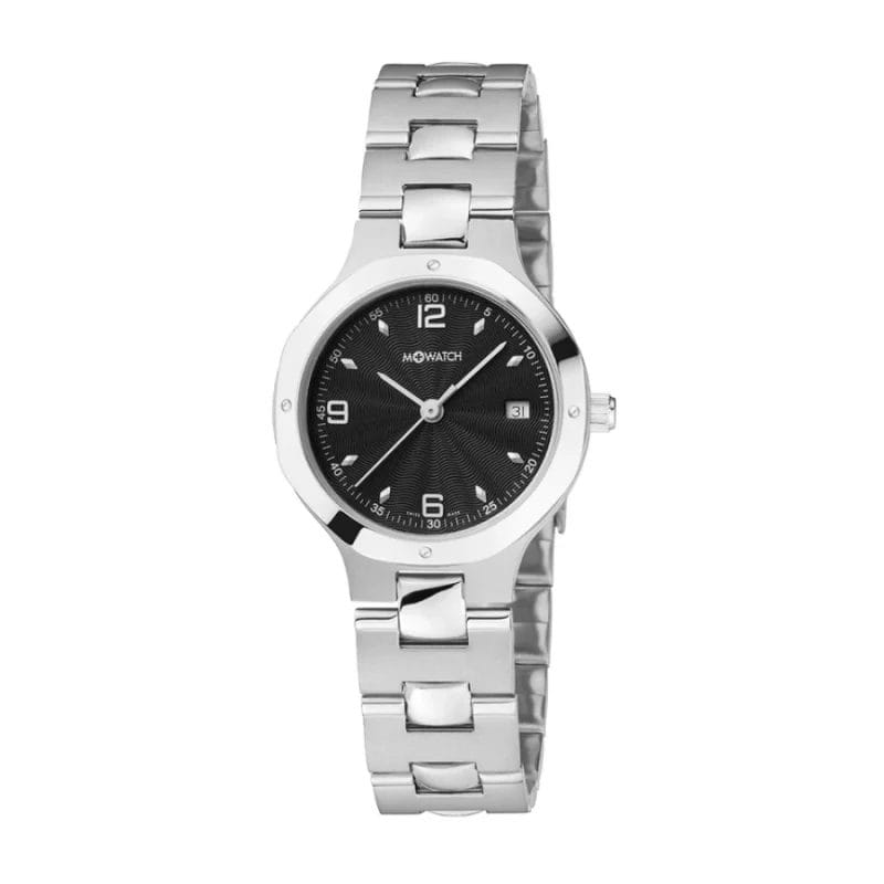 WRT.48220.SK – 28mm Damenarmbanduhr Schwarz mit Edelstahlband und Datumsanzeige, Swiss Made