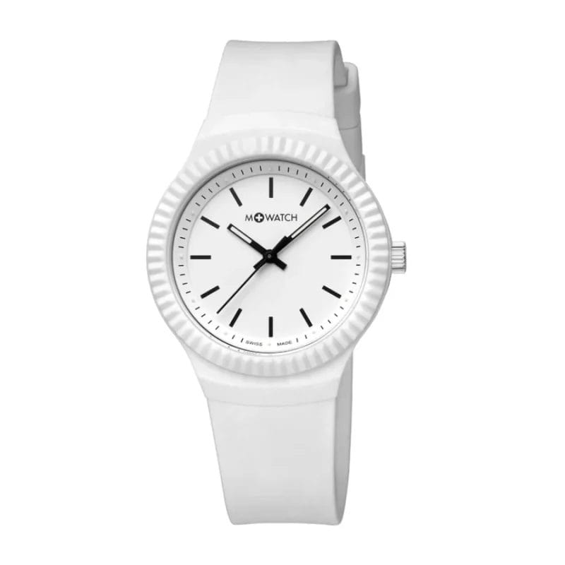 WYA.66110.RA – 38mm Unisex Uhr Weiss mit Silikonband und Resin-Gehäuse, Swiss Made
