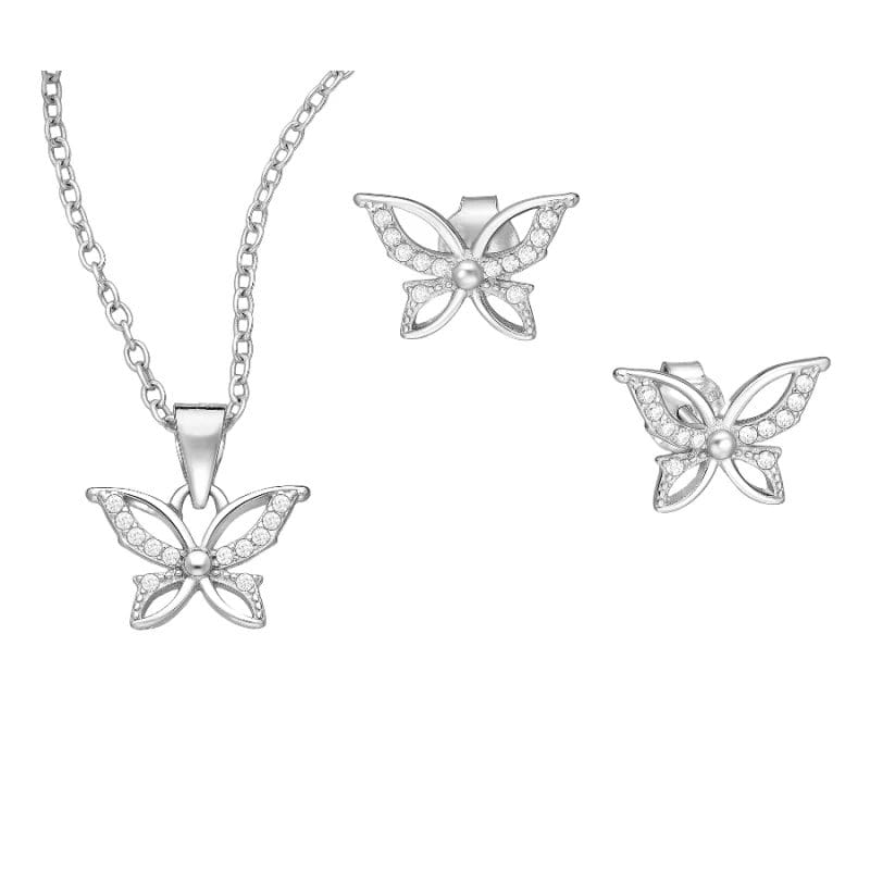 silber-damen-set-701-33809 925 Silber Schmuckset Schmetterling Zirkonia 701-33809