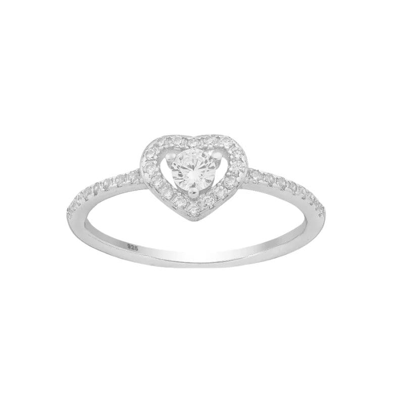 925 Silber Herz Solitär Ring Zirkonia 701-24367