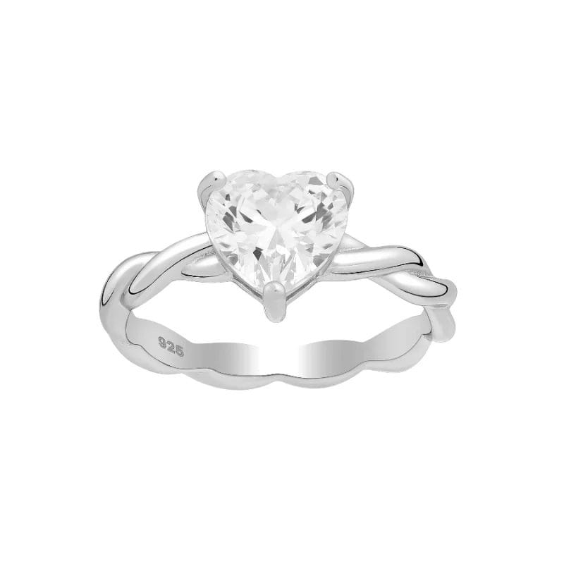 925 Silber Herz Solitär Ring 701-29662