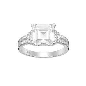 925 Silber Ring Zirkonia 701-33620 mit 8 mm Mittelstein